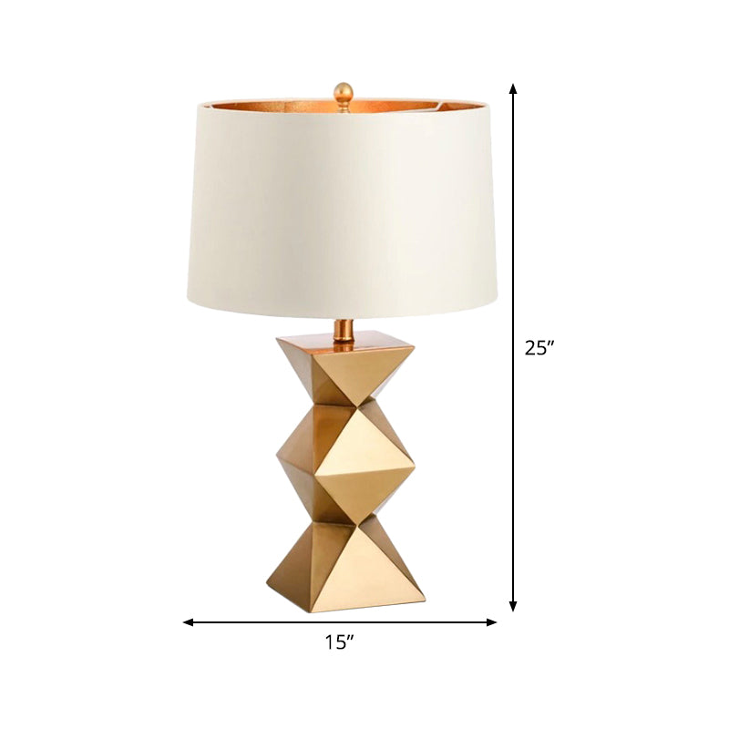 Drum Fabric Table Lamp Contemporary 1 Head White Reading Book Light for Bedroom Clearhalo 'Lamps' 'Table Lamps' Lighting' 380304