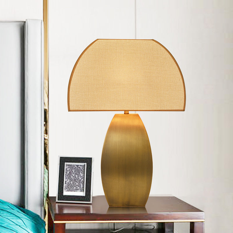 1 Head Shaded Task Light Modernism Fabric Small Desk Lamp in Gold with Metal Base Clearhalo 'Lamps' 'Table Lamps' Lighting' 380306