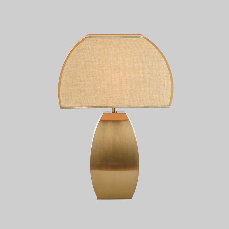 1 Head Shaded Task Light Modernism Fabric Small Desk Lamp in Gold with Metal Base Clearhalo 'Lamps' 'Table Lamps' Lighting' 380308
