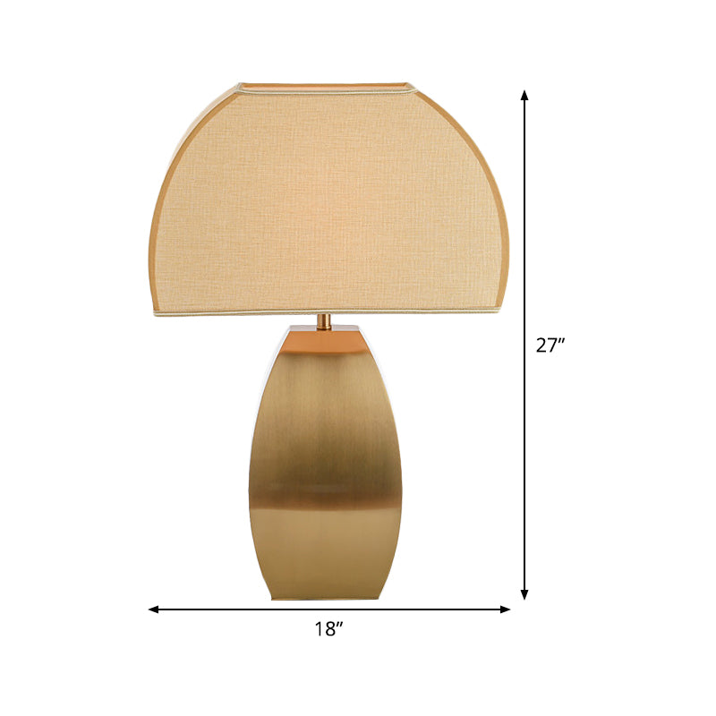 1 Head Shaded Task Light Modernism Fabric Small Desk Lamp in Gold with Metal Base Clearhalo 'Lamps' 'Table Lamps' Lighting' 380309