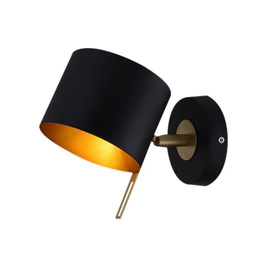 Cylinder Wall Mount Lighting Minimalism Metallic 5" W 1 Light Black/Pink/Yellow/Blue Wall Sconce for Corridor Clearhalo 'Cast Iron' 'Glass' 'Industrial' 'Modern wall lights' 'Modern' 'Tiffany' 'Traditional wall lights' 'Vanity Lights' 'Wall Lights' Lighting' 380322