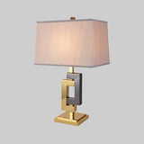 Fabric Trapezoid Task Lighting Modernism 1 Bulb Small Desk Lamp in Black and Gold Clearhalo 'Lamps' 'Table Lamps' Lighting' 380350