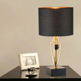 Fabric Drum Task Light Modernist 1 Bulb Black Small Desk Lamp with Square Marble Base Black Clearhalo 'Lamps' 'Table Lamps' Lighting' 380367