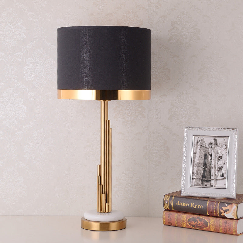 Desk Table Lamp with Black Fabric Shade Gold Base for Home and Office Use
