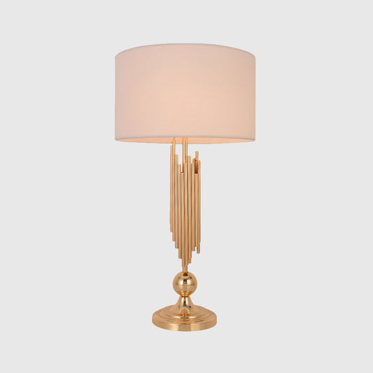 Straight Sided Shade Task Lighting Modern Fabric 1 Bulb Night Table Lamp in Gold Clearhalo 'Lamps' 'Table Lamps' Lighting' 380389