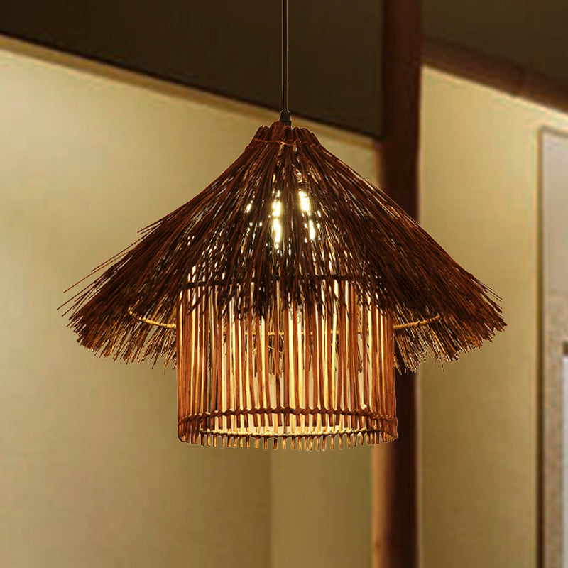 Bamboo Tower Pendant Lamp Japanese 1 Head Coffee Hanging Ceiling Light for Teahouse Clearhalo 'Ceiling Lights' 'Pendant Lights' 'Pendants' Lighting' 380607