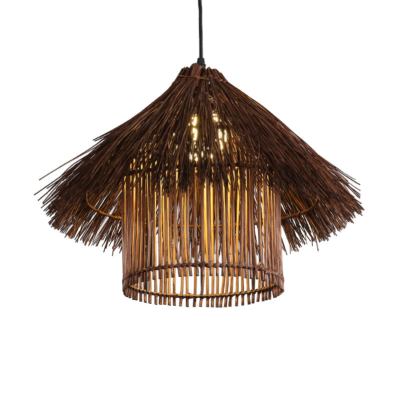 Bamboo Tower Pendant Lamp Japanese 1 Head Coffee Hanging Ceiling Light for Teahouse Clearhalo 'Ceiling Lights' 'Pendant Lights' 'Pendants' Lighting' 380609