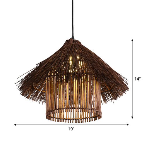 Bamboo Tower Pendant Lamp Japanese 1 Head Coffee Hanging Ceiling Light for Teahouse Clearhalo 'Ceiling Lights' 'Pendant Lights' 'Pendants' Lighting' 380611