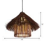 Bamboo Tower Pendant Lamp Japanese 1 Head Coffee Hanging Ceiling Light for Teahouse Clearhalo 'Ceiling Lights' 'Pendant Lights' 'Pendants' Lighting' 380611