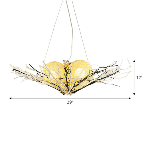 Bamboo Flared Ceiling Chandelier Asia 3 Heads Beige Pendant Lighting Fixture for Living Room Clearhalo 'Ceiling Lights' 'Chandeliers' Lighting' options 380653