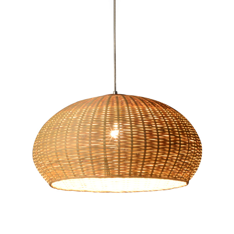 Handcrafted Bamboo Pendant Light Japanese 1 Bulb Flaxen Suspended Lighting Fixture Clearhalo 'Ceiling Lights' 'Pendant Lights' 'Pendants' Lighting' 380683