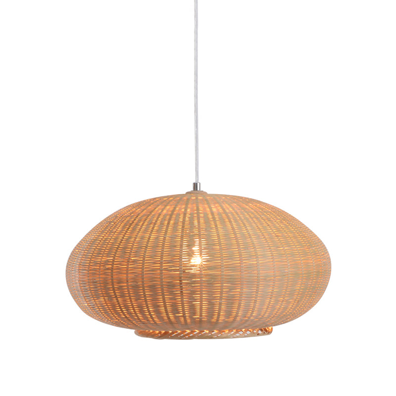 Flaxen Lantern Ceiling Lamp Asia 1 Head Bamboo Pendant Lighting Fixture for Dining Room Clearhalo 'Ceiling Lights' 'Pendant Lights' 'Pendants' Lighting' 380688