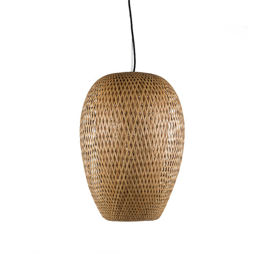 Japanese Hand Twisted Hanging Light Bamboo 1 Head Suspended Lighting Fixture in Brown Clearhalo 'Ceiling Lights' 'Pendant Lights' 'Pendants' Lighting' 380694