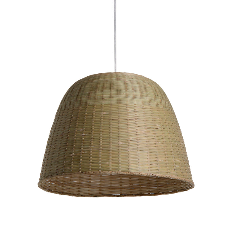 1 Head Tearoom Ceiling Lamp Asian Flaxen Hanging Light Fixture with Domed Bamboo Shade Clearhalo 'Ceiling Lights' 'Pendant Lights' 'Pendants' Lighting' 380698