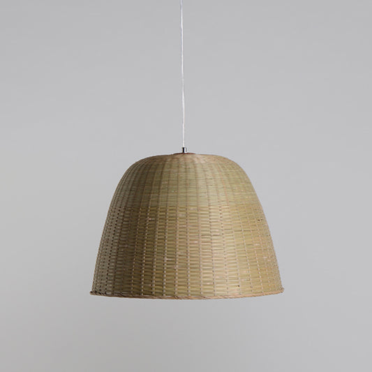 1 Head Tearoom Ceiling Lamp Asian Flaxen Hanging Light Fixture with Domed Bamboo Shade Clearhalo 'Ceiling Lights' 'Pendant Lights' 'Pendants' Lighting' 380699