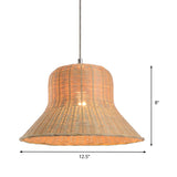 Beige Flared Hanging Lamp Japanese 1 Head Bamboo Pendant Light Fixture for Bedroom Clearhalo 'Ceiling Lights' 'Pendant Lights' 'Pendants' Lighting' 380715