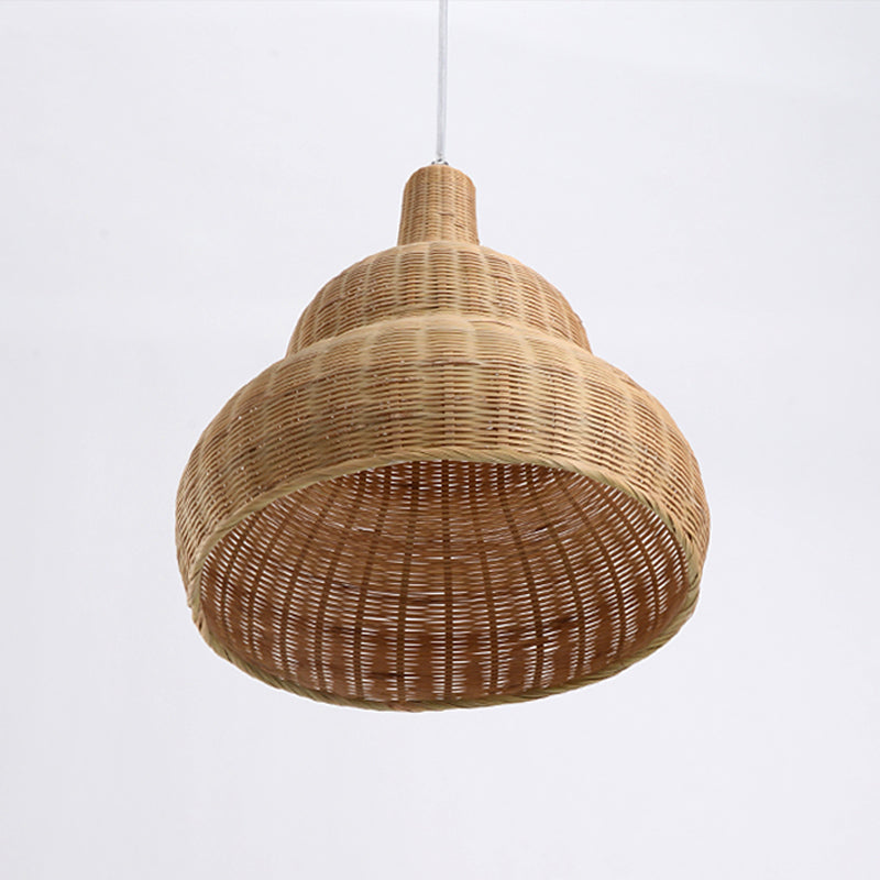 Asian 1 Head Pendant Lighting Flaxen Gourd Hanging Ceiling Light with Bamboo Shade Clearhalo 'Ceiling Lights' 'Pendant Lights' 'Pendants' Lighting' 380719