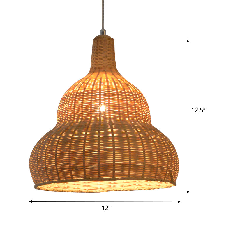 Asian 1 Head Pendant Lighting Flaxen Gourd Hanging Ceiling Light with Bamboo Shade Clearhalo 'Ceiling Lights' 'Pendant Lights' 'Pendants' Lighting' 380720