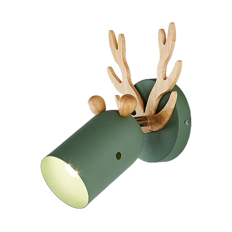 Antler Decorative Wall Mount Lamp Modernist Metal 1 Bulb Gray/White/Green Cylinder Wall Sconce Lighting for Bedroom Clearhalo 'Modern wall lights' 'Modern' 'Wall Lamps & Sconces' 'Wall Lights' Lighting' 380726