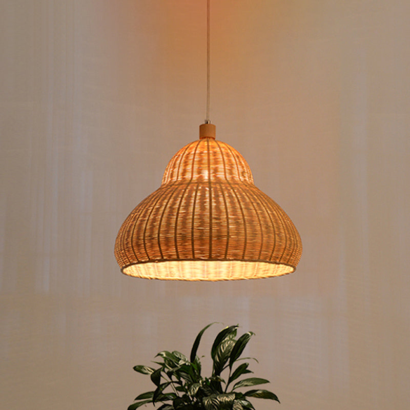 Japanese Hand-Worked Pendant Lighting Bamboo 1 Head Ceiling Suspension Lamp in Beige Beige Clearhalo 'Ceiling Lights' 'Pendant Lights' 'Pendants' Lighting' 380731_970641b5-335c-4c18-8aa0-610bfdb61bc9