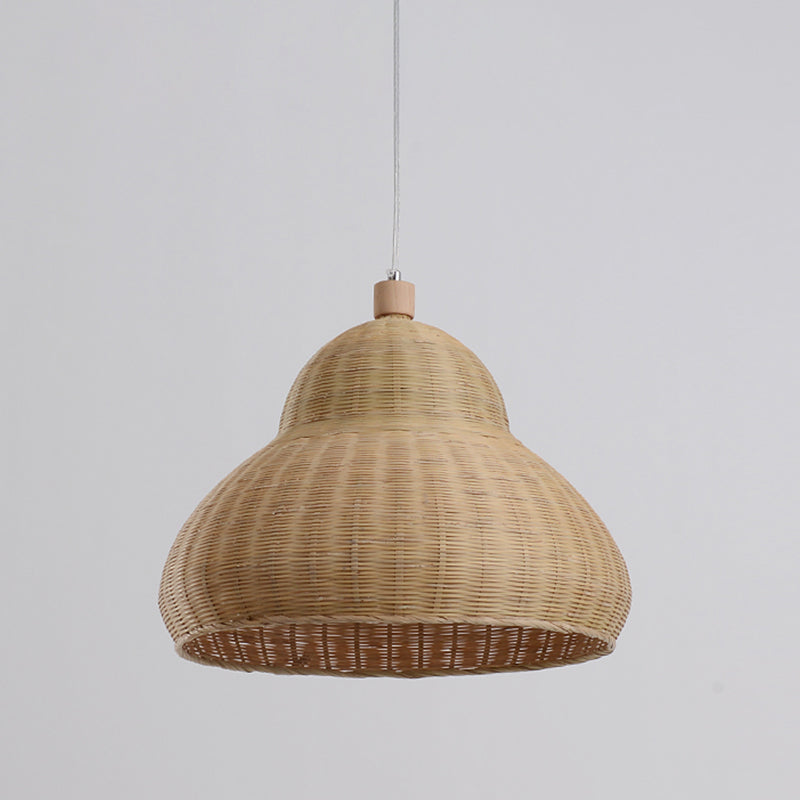 Japanese Hand-Worked Pendant Lighting Bamboo 1 Head Ceiling Suspension Lamp in Beige Clearhalo 'Ceiling Lights' 'Pendant Lights' 'Pendants' Lighting' 380734