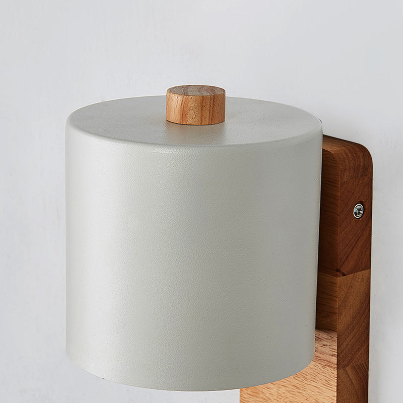 Adjustable Drum Wall Light Sconce Nordic Metal 1 Bulb Gray/White/Green Sconce Light Fixture for Bedside Clearhalo 'Modern wall lights' 'Modern' 'Wall Lamps & Sconces' 'Wall Lights' Lighting' 380796