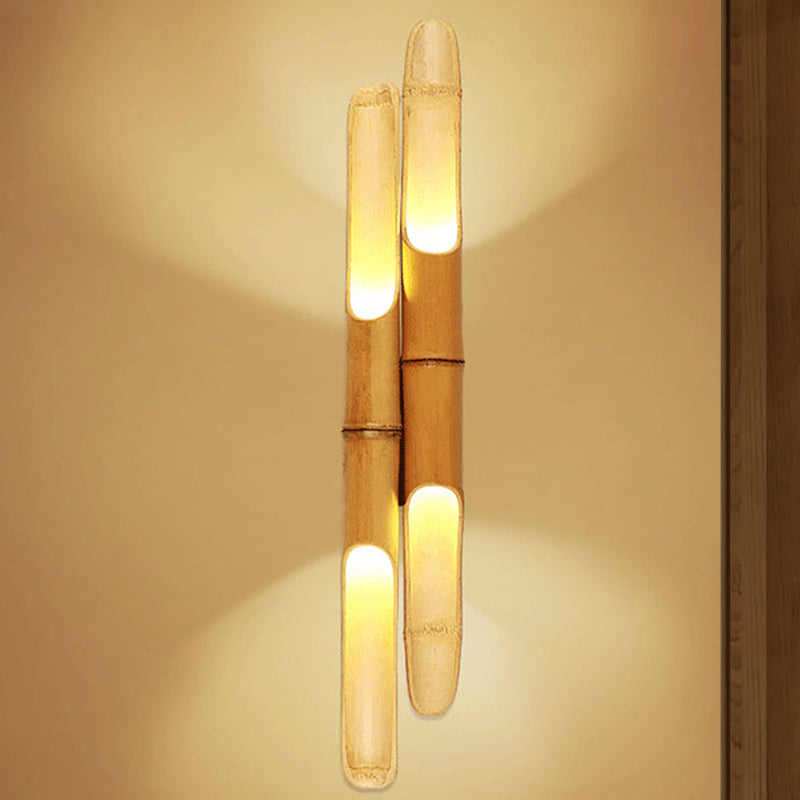 4 Bulbs Bedroom Wall Lighting Asia Beige Sconce Light Fixture with Cylinder Resin Shade Clearhalo 'Wall Lamps & Sconces' 'Wall Lights' Lighting' 380811