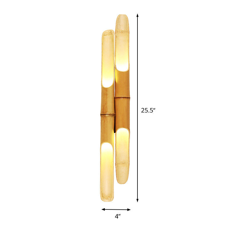 4 Bulbs Bedroom Wall Lighting Asia Beige Sconce Light Fixture with Cylinder Resin Shade Clearhalo 'Wall Lamps & Sconces' 'Wall Lights' Lighting' 380814