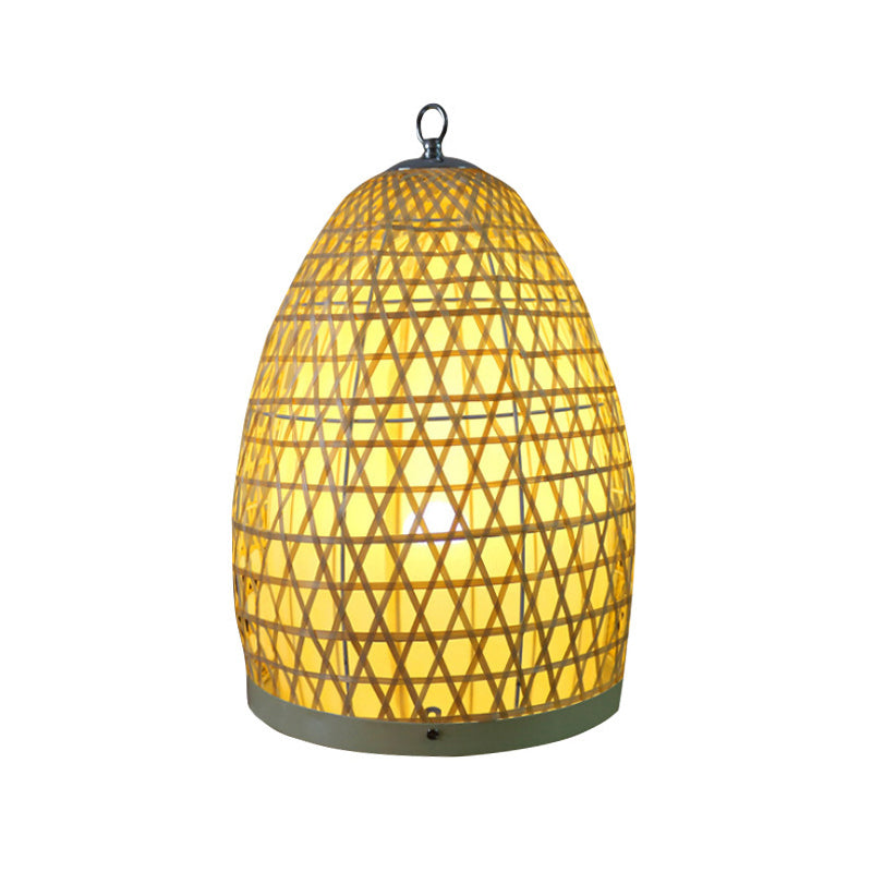 Japanese 1 Bulb Small Desk Lamp Beige Hand-Woven Task Lighting with Bamboo Shade Clearhalo 'Lamps' 'Table Lamps' Lighting' 380994