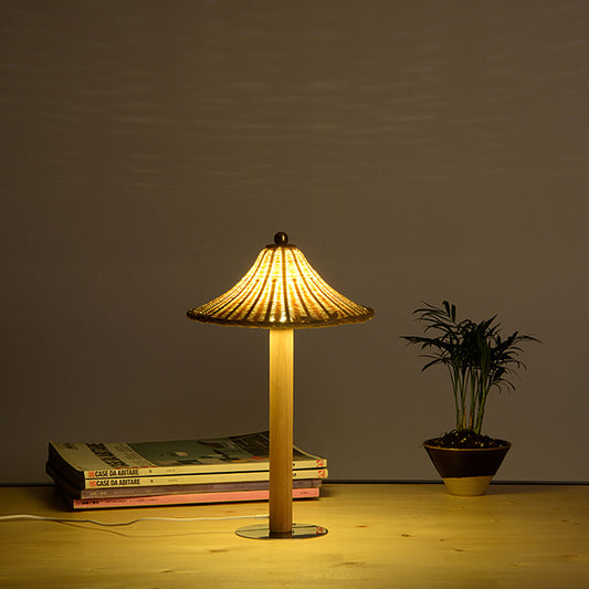 1 Head Bedroom Task Lighting Chinese Wood Small Desk Lamp with Bell Bamboo Shade Wood Clearhalo 'Lamps' 'Table Lamps' Lighting' 381048