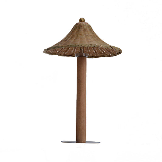 1 Head Bedroom Task Lighting Chinese Wood Small Desk Lamp with Bell Bamboo Shade Clearhalo 'Lamps' 'Table Lamps' Lighting' 381050