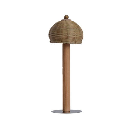 Japanese 1 Bulb Task Lighting Wood Hand-Worked Small Desk Lamp with Bamboo Shade Clearhalo 'Lamps' 'Table Lamps' Lighting' 381055