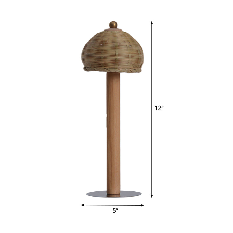 Japanese 1 Bulb Task Lighting Wood Hand-Worked Small Desk Lamp with Bamboo Shade Clearhalo 'Lamps' 'Table Lamps' Lighting' 381057