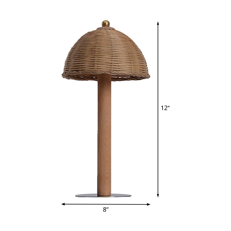 Hemisphere Desk Light Chinese Bamboo 1 Bulb Task Lighting in Wood for Dining Room Clearhalo 'Lamps' 'Table Lamps' Lighting' 381062