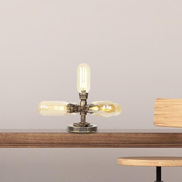 1/2/4-Light Capsule/Globe Desk Lamp Industrial Clear/Amber Glass Table Light for Living Room in Antique Brass Antique Brass A Clearhalo 'Lamps' 'Table Lamps' Lighting' 381203