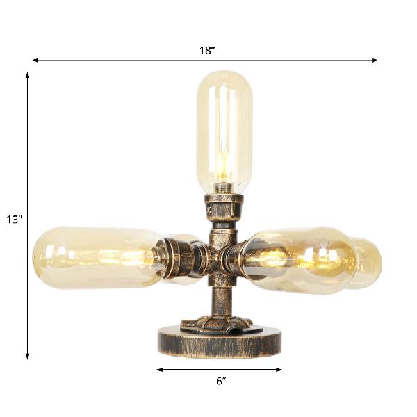 1/2/4-Light Capsule/Globe Desk Lamp Industrial Clear/Amber Glass Table Light for Living Room in Antique Brass Clearhalo 'Lamps' 'Table Lamps' Lighting' 381206