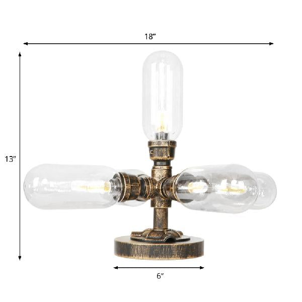 1/2/4-Light Capsule/Globe Desk Lamp Industrial Clear/Amber Glass Table Light for Living Room in Antique Brass Clearhalo 'Lamps' 'Table Lamps' Lighting' 381210