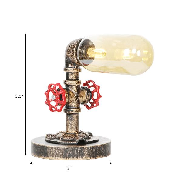 1/2/4-Light Capsule/Globe Desk Lamp Industrial Clear/Amber Glass Table Light for Living Room in Antique Brass Clearhalo 'Lamps' 'Table Lamps' Lighting' 381214