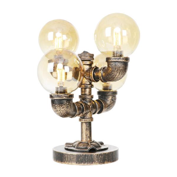 1/2/4-Light Capsule/Globe Desk Lamp Industrial Clear/Amber Glass Table Light for Living Room in Antique Brass Clearhalo 'Lamps' 'Table Lamps' Lighting' 381221