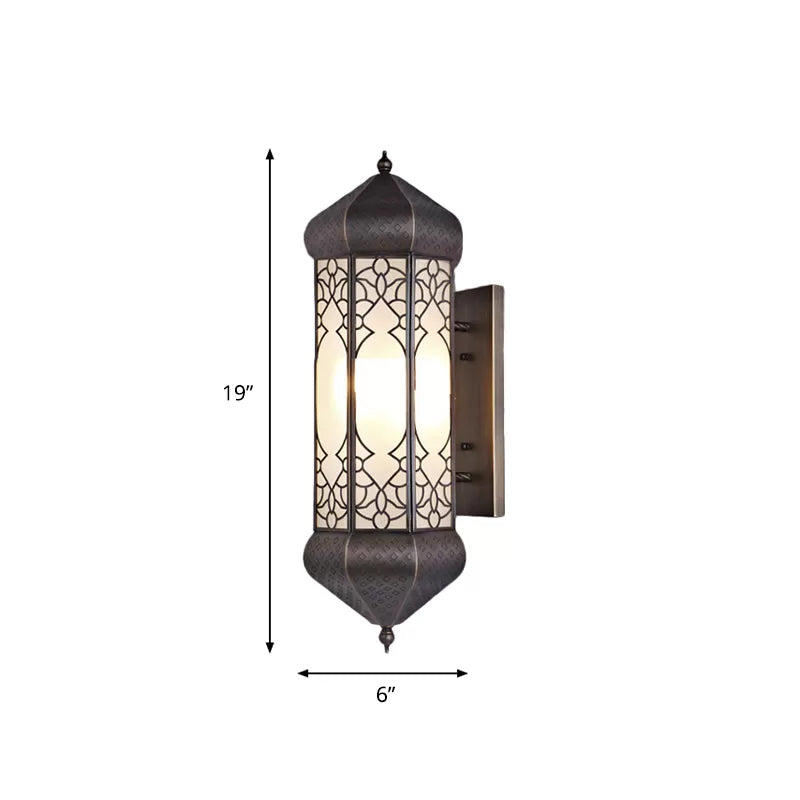 Hexagon Sconce Tradition 1 Head Metal Wall Mount Light Fixture in Bronze with Rectangle Backplate, 6"/8" Wide Clearhalo 'Wall Lamps & Sconces' 'Wall Lights' Lighting' 381301