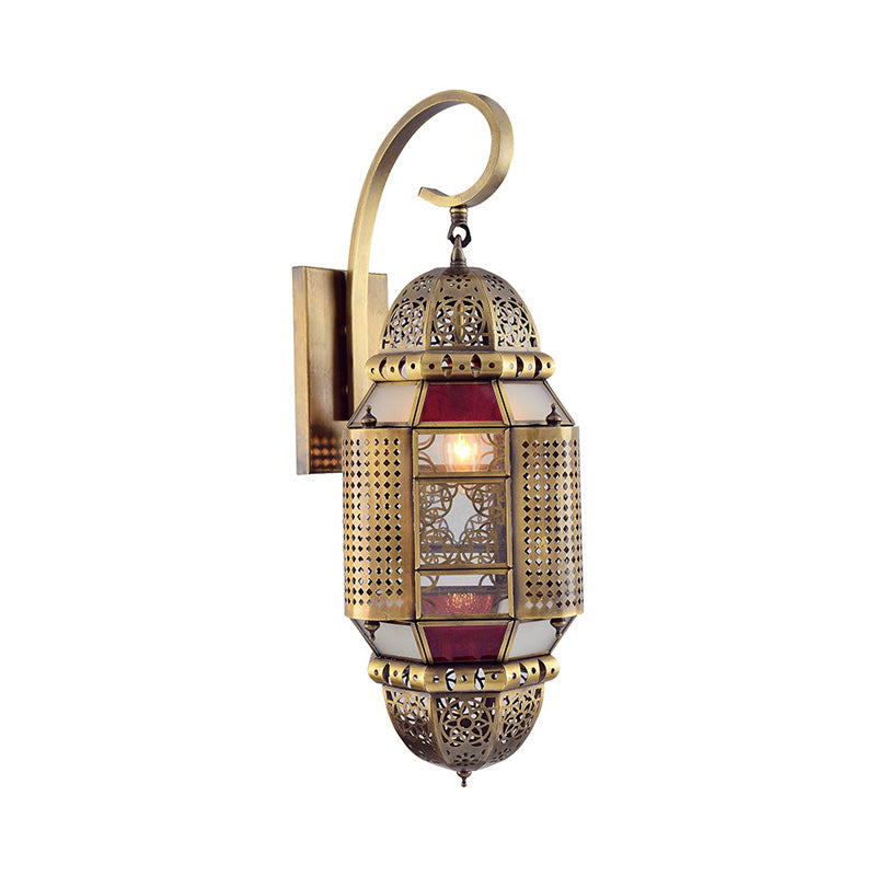 Jar Bedroom Sconce Light Traditional Metal 1 Bulb Brass Wall Mount Lamp with Curved Arm Clearhalo 'Wall Lamps & Sconces' 'Wall Lights' Lighting' 381310