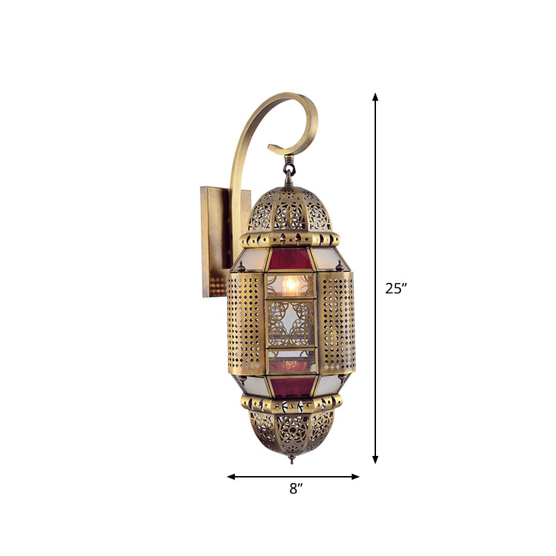 Jar Bedroom Sconce Light Traditional Metal 1 Bulb Brass Wall Mount Lamp with Curved Arm Clearhalo 'Wall Lamps & Sconces' 'Wall Lights' Lighting' 381311