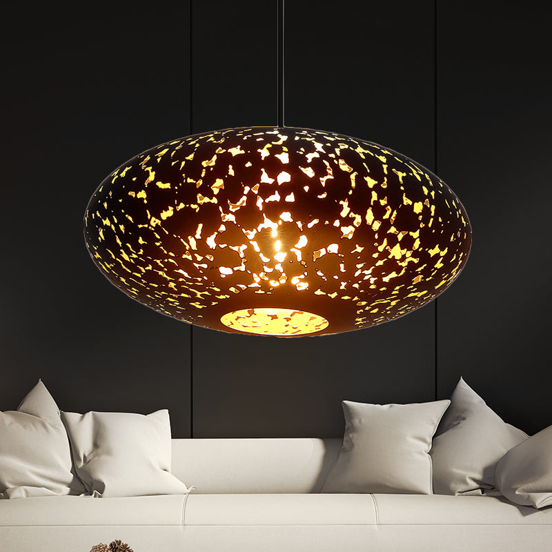 Metal Silver/Bronze/Brass Ceiling Lamp Lantern 1 Head Decorative Hanging Pendant Light for Bedroom Bronze Clearhalo 'Ceiling Lights' 'Pendant Lights' 'Pendants' Lighting' 381376_ef7c5943-ce43-44d8-9be2-be1086fc4765