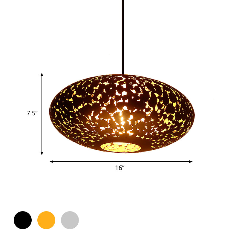 Metal Silver/Bronze/Brass Ceiling Lamp Lantern 1 Head Decorative Hanging Pendant Light for Bedroom Clearhalo 'Ceiling Lights' 'Pendant Lights' 'Pendants' Lighting' 381380