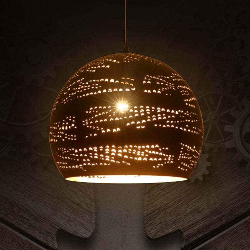 1 Head Metal Hanging Lamp Art Deco Black Globe Dining Room Ceiling Pendant Light Clearhalo 'Ceiling Lights' 'Pendant Lights' 'Pendants' Lighting' 381398