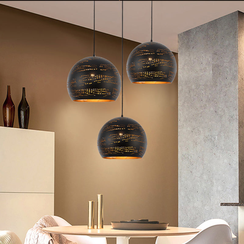 1 Head Metal Hanging Lamp Art Deco Black Globe Dining Room Ceiling Pendant Light Clearhalo 'Ceiling Lights' 'Pendant Lights' 'Pendants' Lighting' 381399