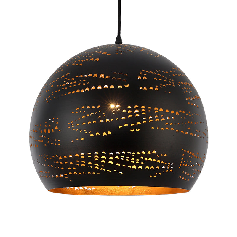 1 Head Metal Hanging Lamp Art Deco Black Globe Dining Room Ceiling Pendant Light Clearhalo 'Ceiling Lights' 'Pendant Lights' 'Pendants' Lighting' 381400