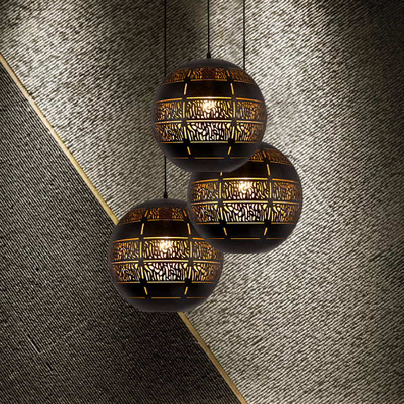 Sphere Down Lighting Decorative 1 Bulb Metal Ceiling Suspension Lamp in Bronze, 10"/12" Wide Bronze Clearhalo 'Ceiling Lights' 'Pendant Lights' 'Pendants' Lighting' 381418_bad045da-54d7-47c7-98a0-190dde6bce37