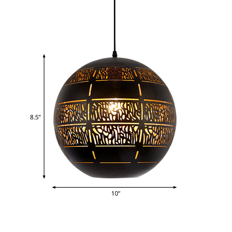 Sphere Down Lighting Decorative 1 Bulb Metal Ceiling Suspension Lamp in Bronze, 10"/12" Wide Clearhalo 'Ceiling Lights' 'Pendant Lights' 'Pendants' Lighting' 381422