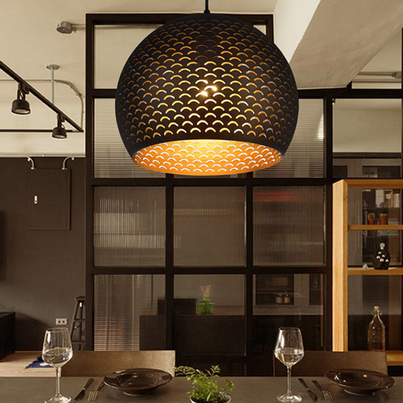 Black Globe Pendant Lighting Decorative Metal 1 Head Bedroom Hanging Ceiling Light Clearhalo 'Ceiling Lights' 'Pendant Lights' 'Pendants' Lighting' 381436